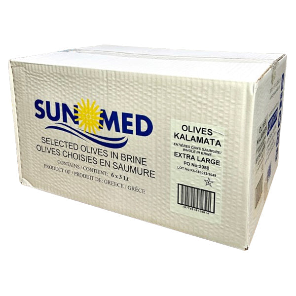 SUNMED - KALAMATA OLIVES WHOLE EXTRA LARGE (201-230) 6x3 LT