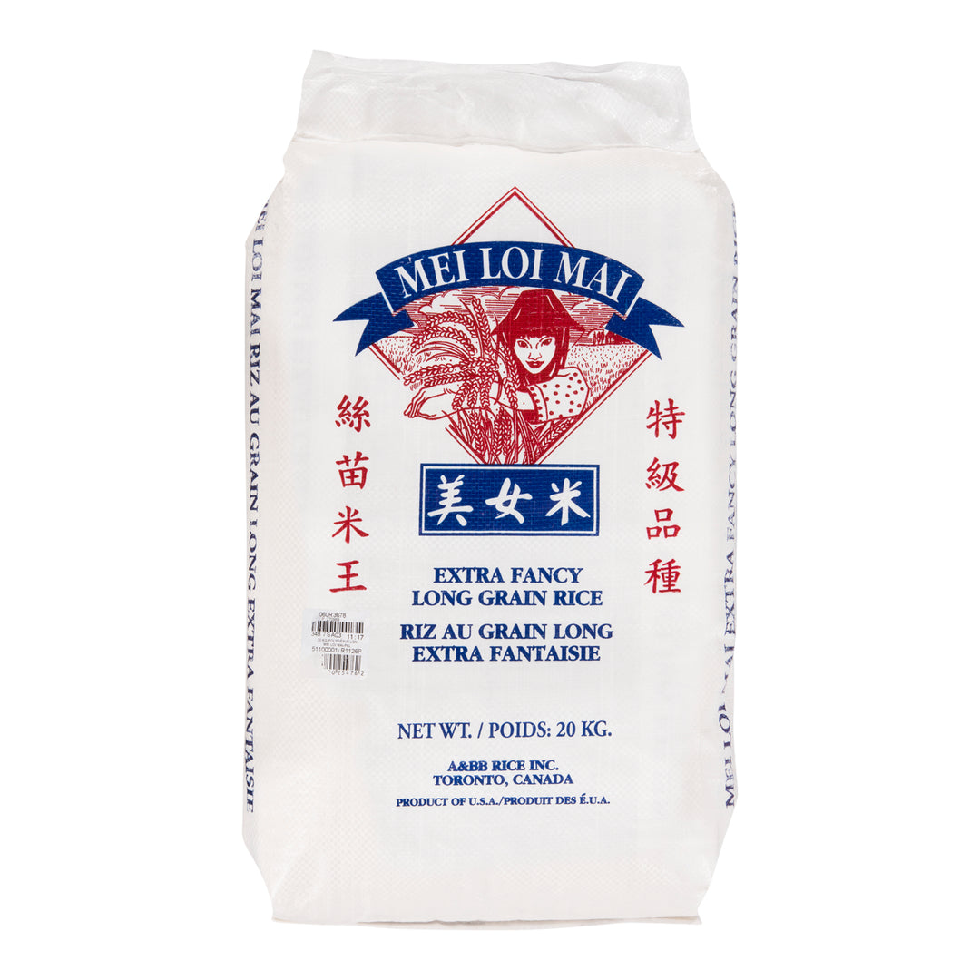 Rice White 4% Long Grain - 1 x 20 kg - Mei Loi Mai - Restaurant and Foodservice Ingredients - Canadian Distribution