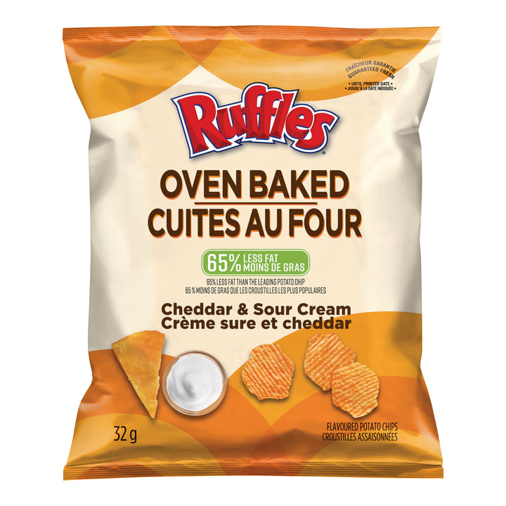 Chip Potato Baked Cheddar Sour Cream - 40 x 32 g - Ruffles - Restaurant and Foodservice Ingredients - Canadian Distribution