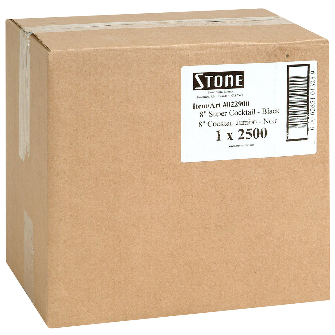 Straw Cocktail Black 8 in. Unwrapped - 1 x 2500 count - Stone Plastics - Packaging and Accessories - Restaurant Supplies and Equipment - Canadian Distribution