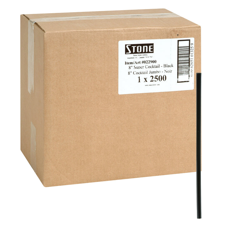 Straw Cocktail Black 8 in. Unwrapped - 1 x 2500 count - Stone Plastics - Packaging and Accessories - Restaurant Supplies and Equipment - Canadian Distribution