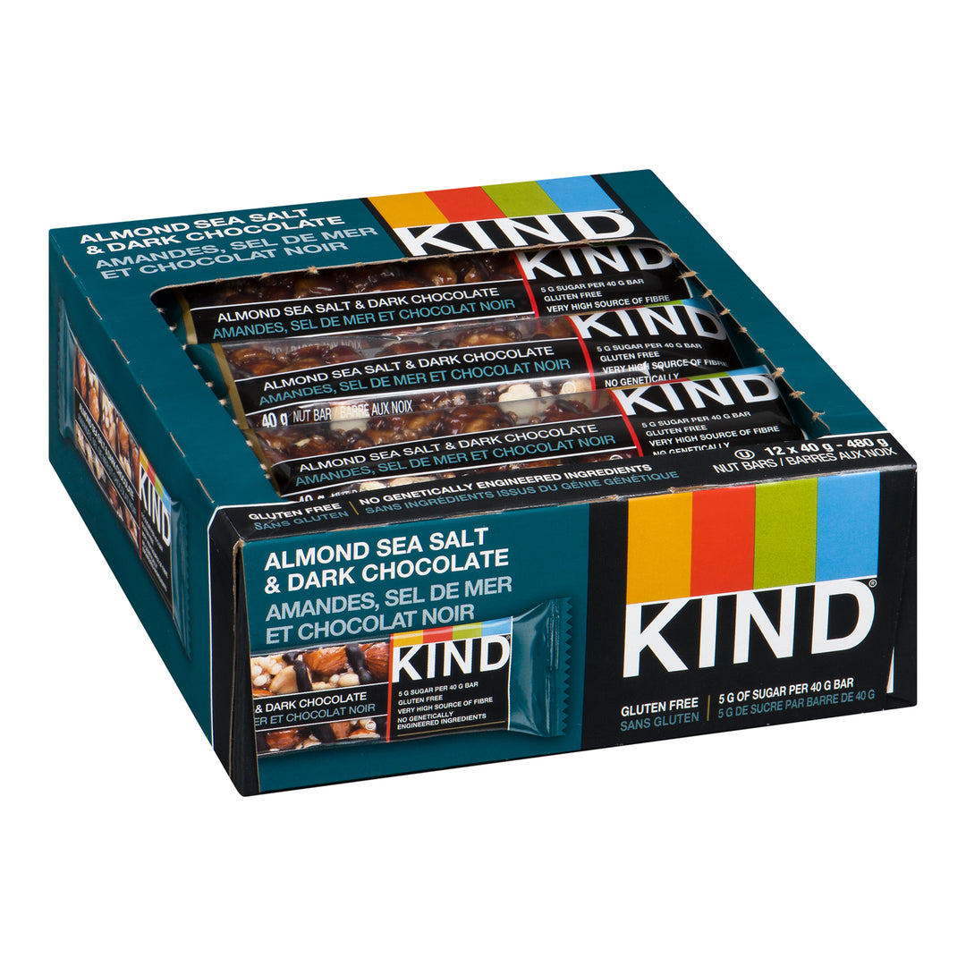 Snack Bar Almond Sea Salt Dark Chocolate - 36 x 40 g - Kind Llc - Restaurant and Foodservice Ingredients - Canadian Distribution