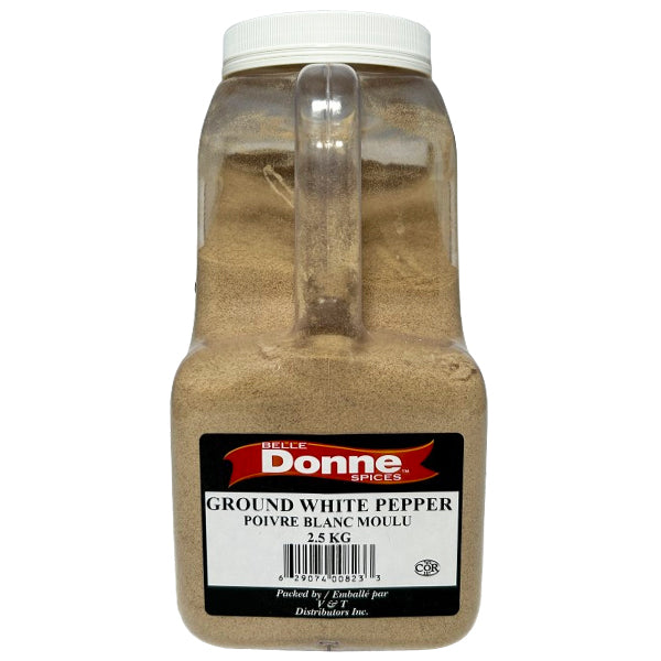 Belle Donne - GROUND WHITE PEPPER 2.3 KG - Seasonings & Spices - Canadian Distribution