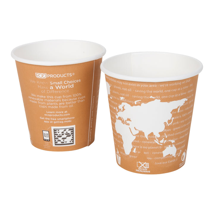 Cup Paper Hot World Art Brown Compostable - 1000 x 10 oz - Eco Products - Packaging and Accessories - Restaurant Supplies and Equipment - Canadian Distribution