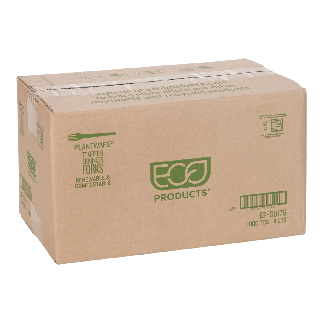 Fork Biodegradable Plantware 7 Green - 1000 count - Eco Products - Packaging and Accessories - Restaurant Supplies and Equipment - Canadian Distribution