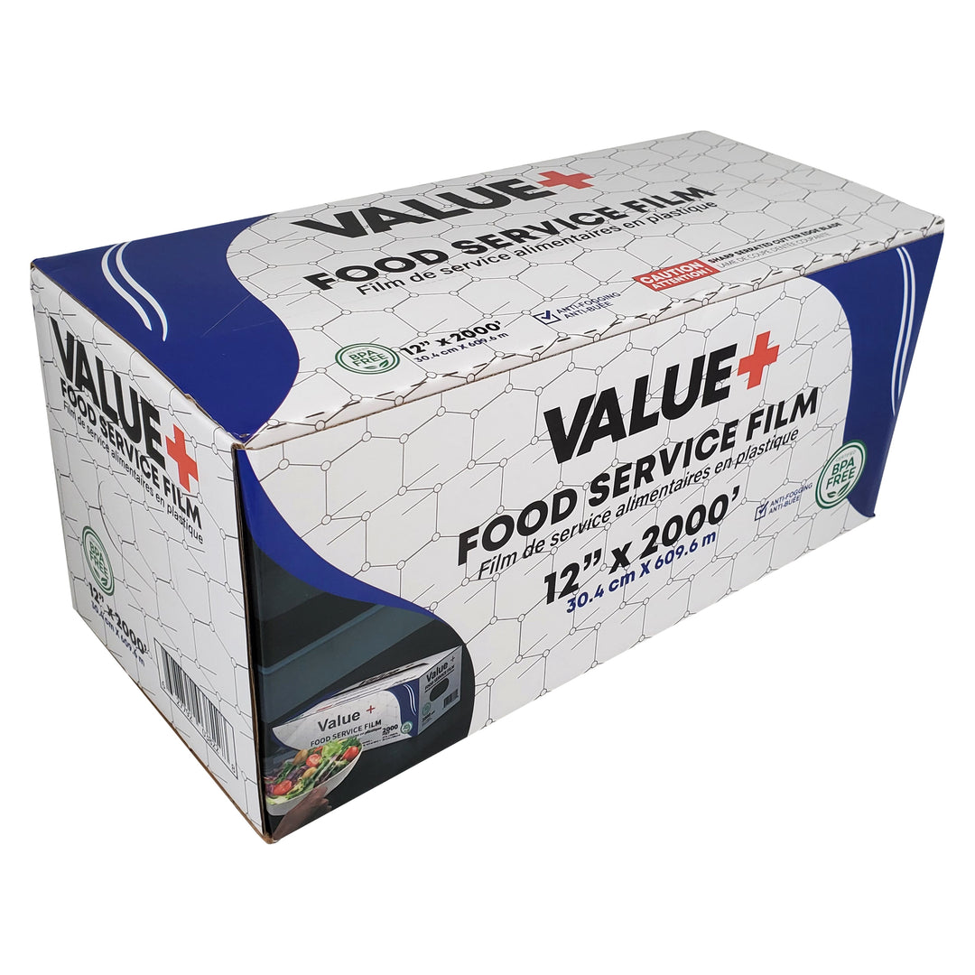 Value+ - 12" x 2000' Food Service Film Wrap in Cutter Box