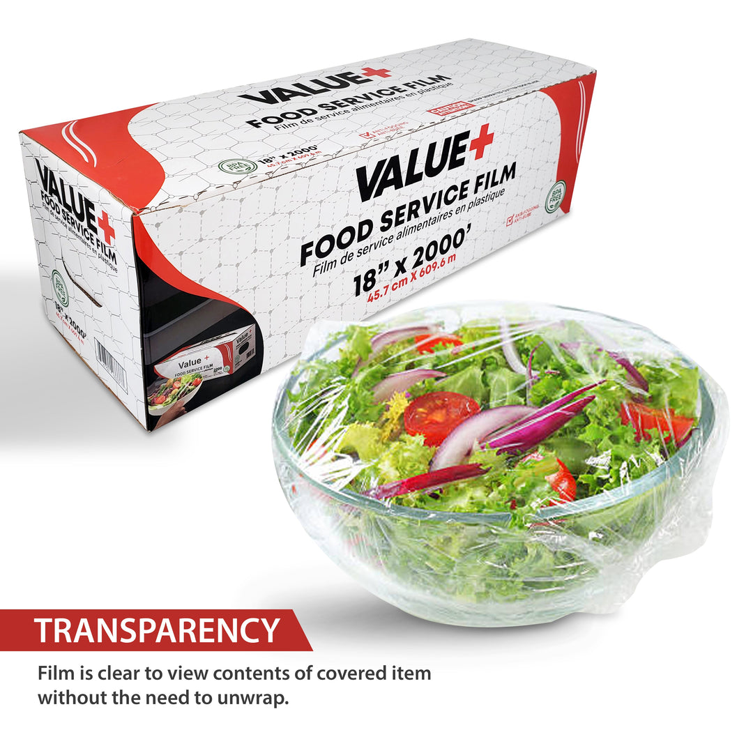 Value+ - 18" x 2000' Food Service Film Wrap in Cutter Box