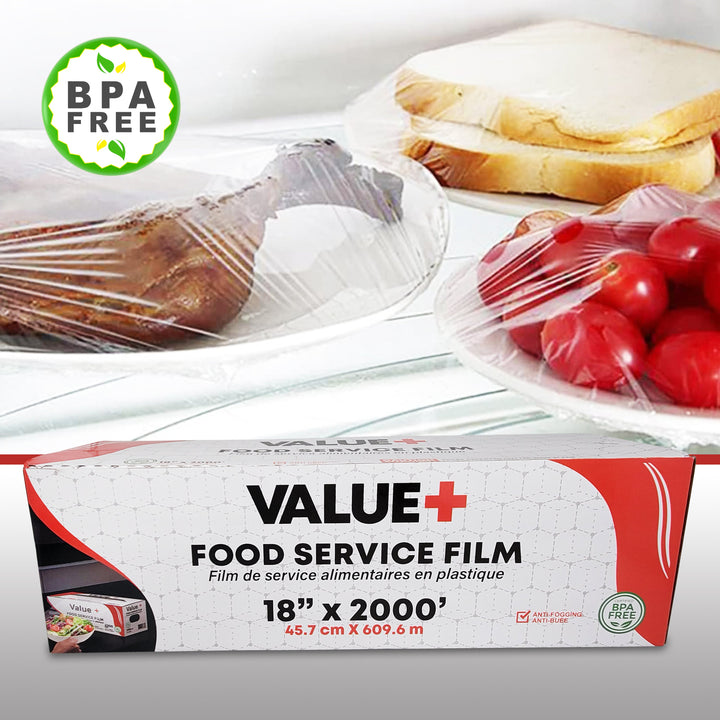 Value+ - 18" x 2000' Food Service Film Wrap in Cutter Box