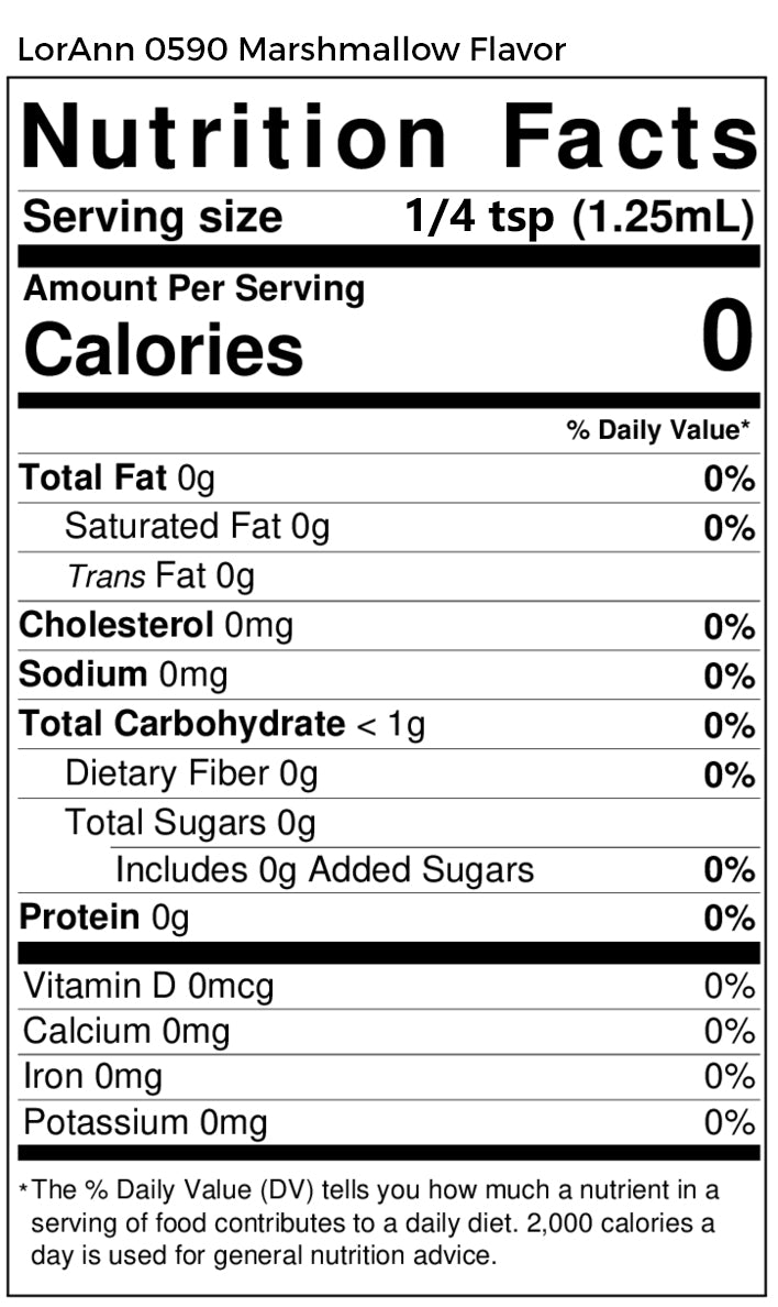 Marshmallow Flavoring nutritional info