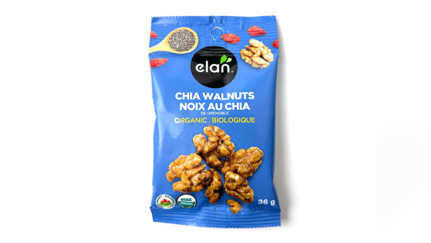 Elan Organic Chia Walnuts 20 X 36G - 20 X 36G Unit - Canadian Distribution - Ships Free Within Canada on Orders Above CAD $199