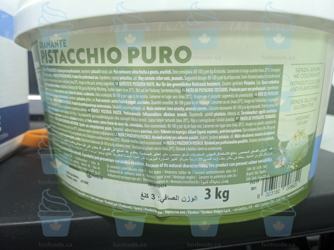 Diamante Pistachio Pure - 100% Pure Pistachio Paste - 3kg Bucket - Master Martini Canada - Canadian Distribution