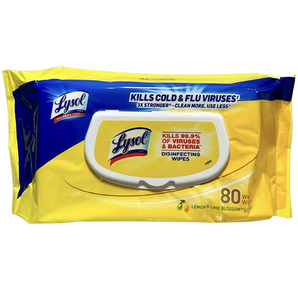 Lysol - Disinfecting Wipes Lemon Lime Scent 6X80 Ct - Canadian Distribution