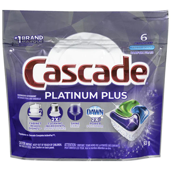 Cascade - Platinum Plus Fresh Scent Dishwasher Actionpac 6Ct - Canadian Distribution