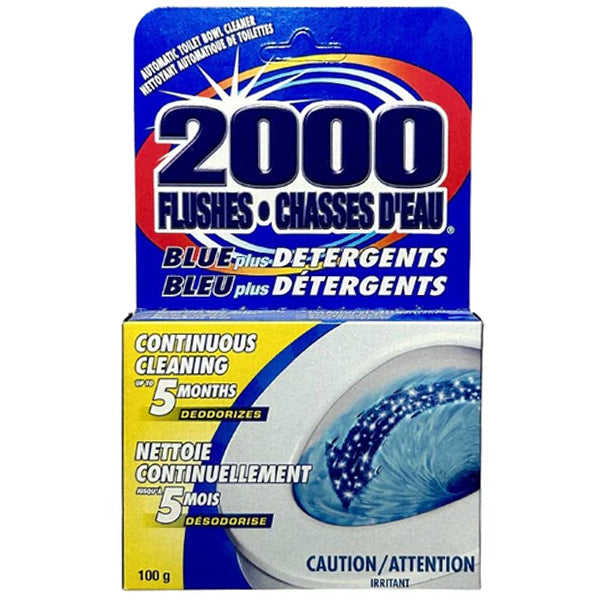 2000 Flushes - Blue Detergent Toilet Bowl Cleaner 12X100 Gr - Canadian Distribution