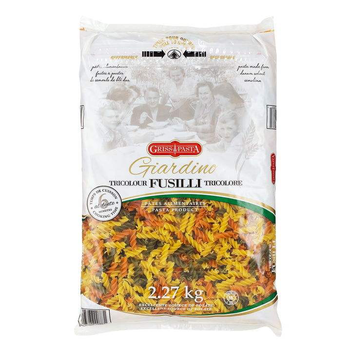 Griss Pasta Giardino Tricolour Fusilli - 4 x 2.27 kg - Grocery and Food Items - Canadian Distribution