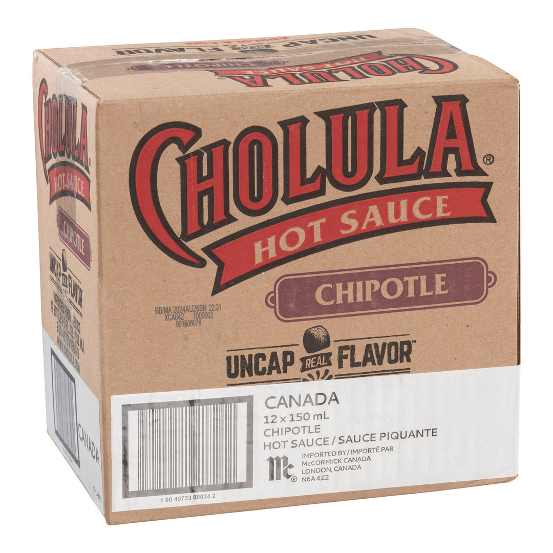 Sauce Hot Chipotle - 12 x 150 mL - Cholula - Restaurant and Foodservice Ingredients - Canadian Distribution