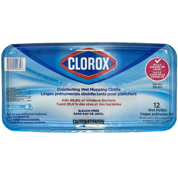 Clorox - Wet Mopping Disinfeting Cloths Rain Clean 6X12 Ct - Canadian Distribution