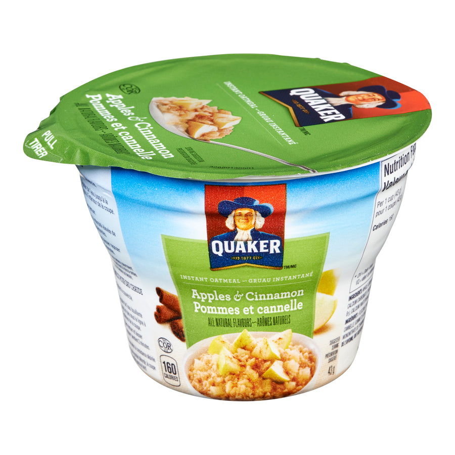 Oatmeal Instant Apple Cinnamon Quaker - 12 x 43 g - Quaker - Restaurant and Foodservice Ingredients - Canadian Distribution