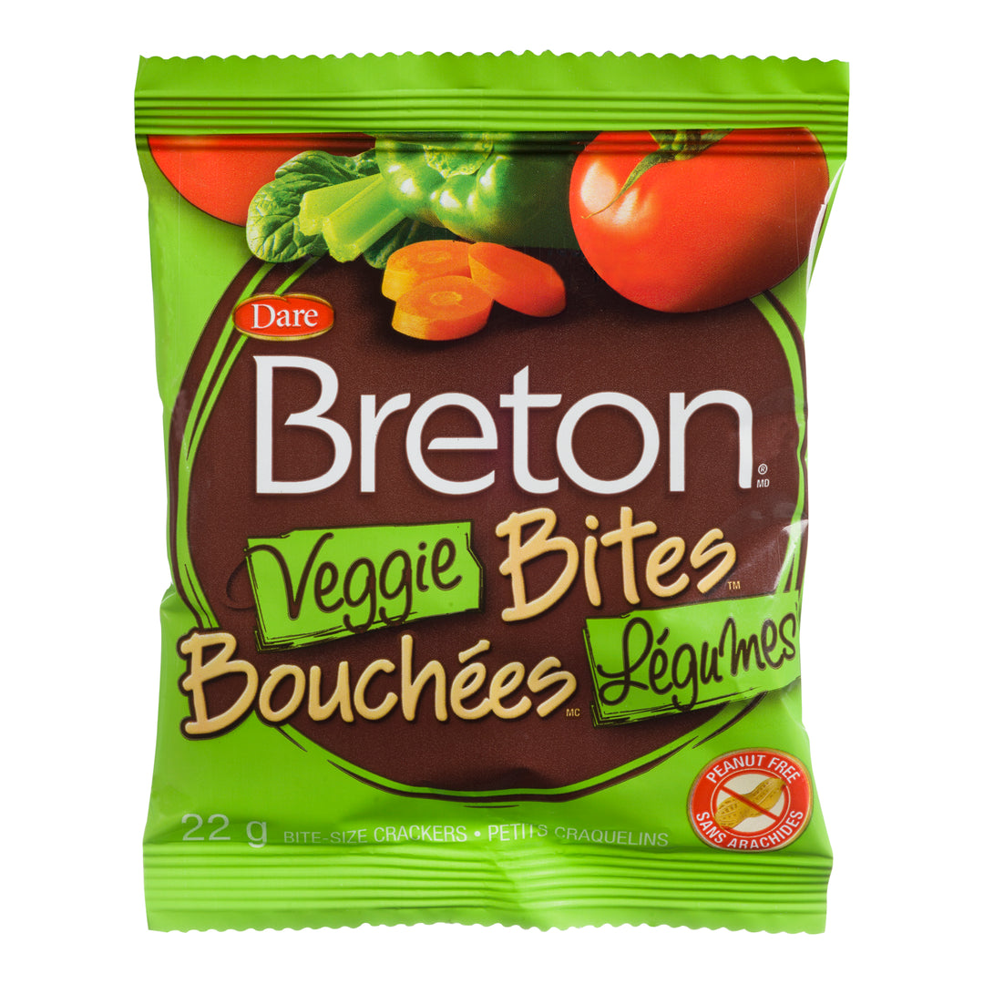 Cracker Breton Veggie Bites - 80 x 22 g - Dare - Restaurant and Foodservice Ingredients - Canadian Distribution