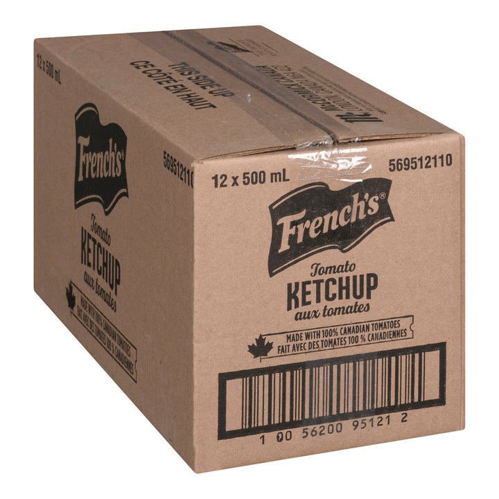 Bouteille de ketchup à presser en plastique rouge - 12 x 500 mL - Frenchs - Ingrédients pour restaurants et services de restauration - Distribution canadienne