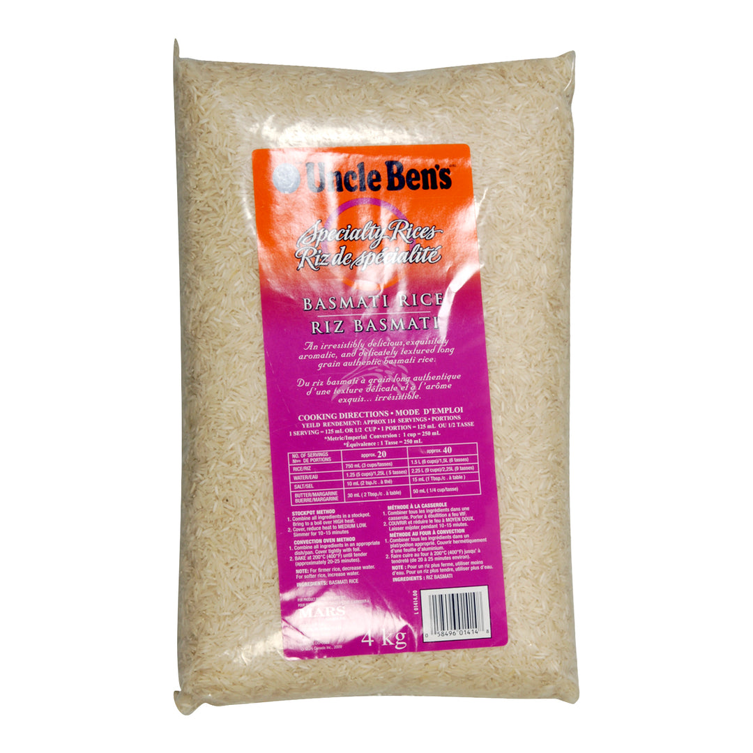 Rice Basmati - 2 x 4 kg - Uncle Bens - Restaurant and Foodservice Ingredients - Canadian Distribution