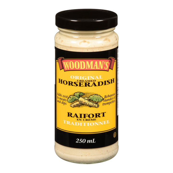 Sauce Horseradish Retail - 12 x 250 mL - Woodman - Restaurant and Foodservice Ingredients - Canadian Distribution