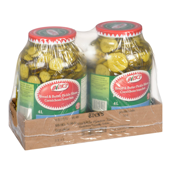 Pickle Slices Bread & Butter - 2 x 4 Lr - Bicks Pickles - Restaurant and Foodservice Ingredients - Canadian Distribution