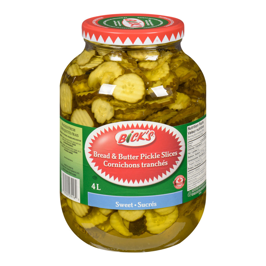 Pickle Slices Bread & Butter - 2 x 4 Lr - Bicks Pickles - Restaurant and Foodservice Ingredients - Canadian Distribution