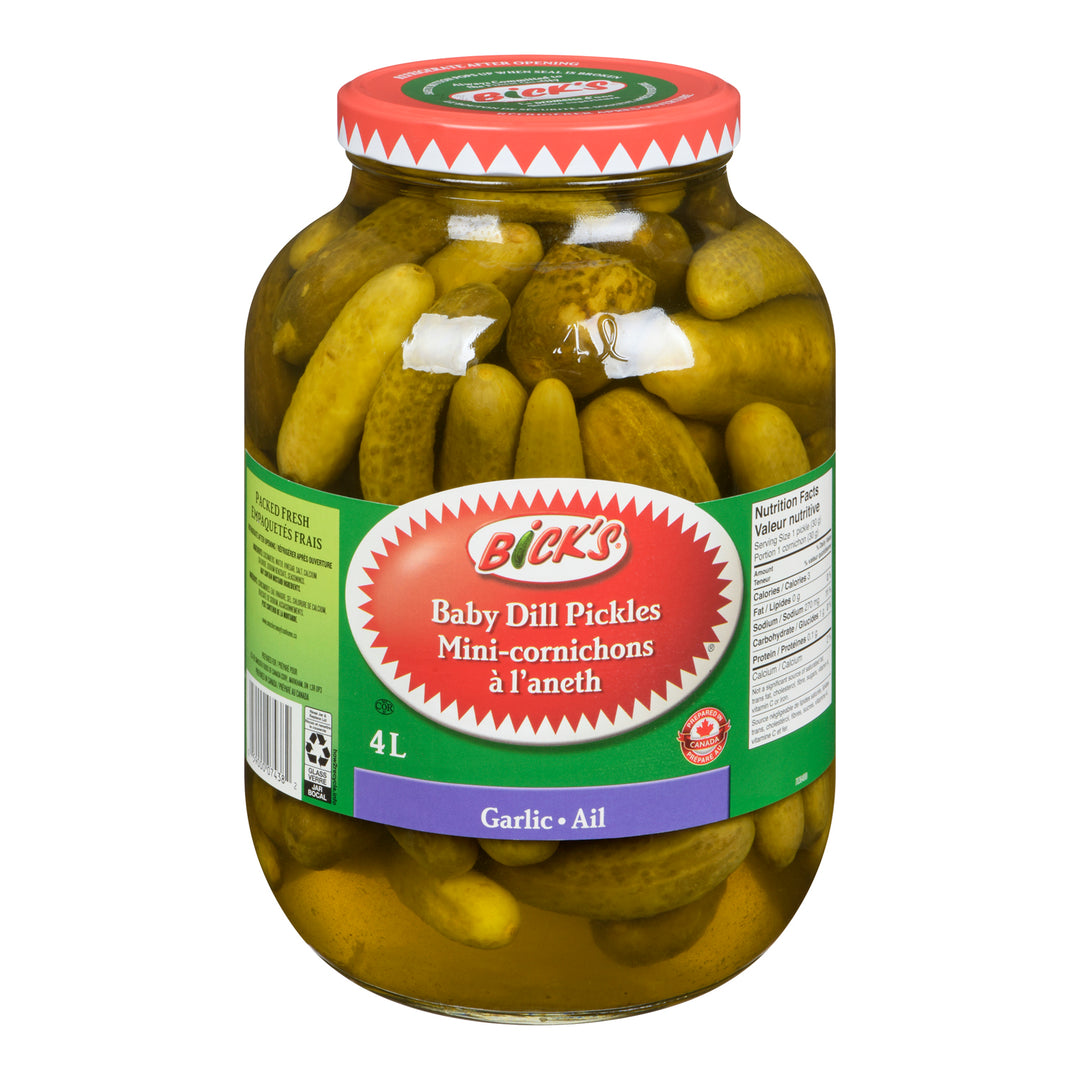 Pickle Dill Whole Baby - 2 x 4 Lr - Bicks Pickles - Restaurant and Foodservice Ingredients - Canadian Distribution