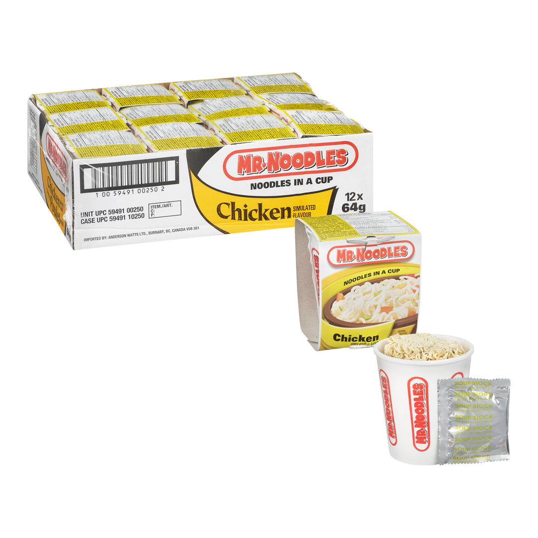 Soup Chicken Noodle Mix Mr. Noodles - 12 x 64 g - Mr Noodles - Restaurant and Foodservice Ingredients - Canadian Distribution