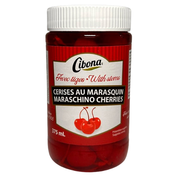 CIBONA - RED COCKTAIL CHERRIES WITH STEM 12x375 ML