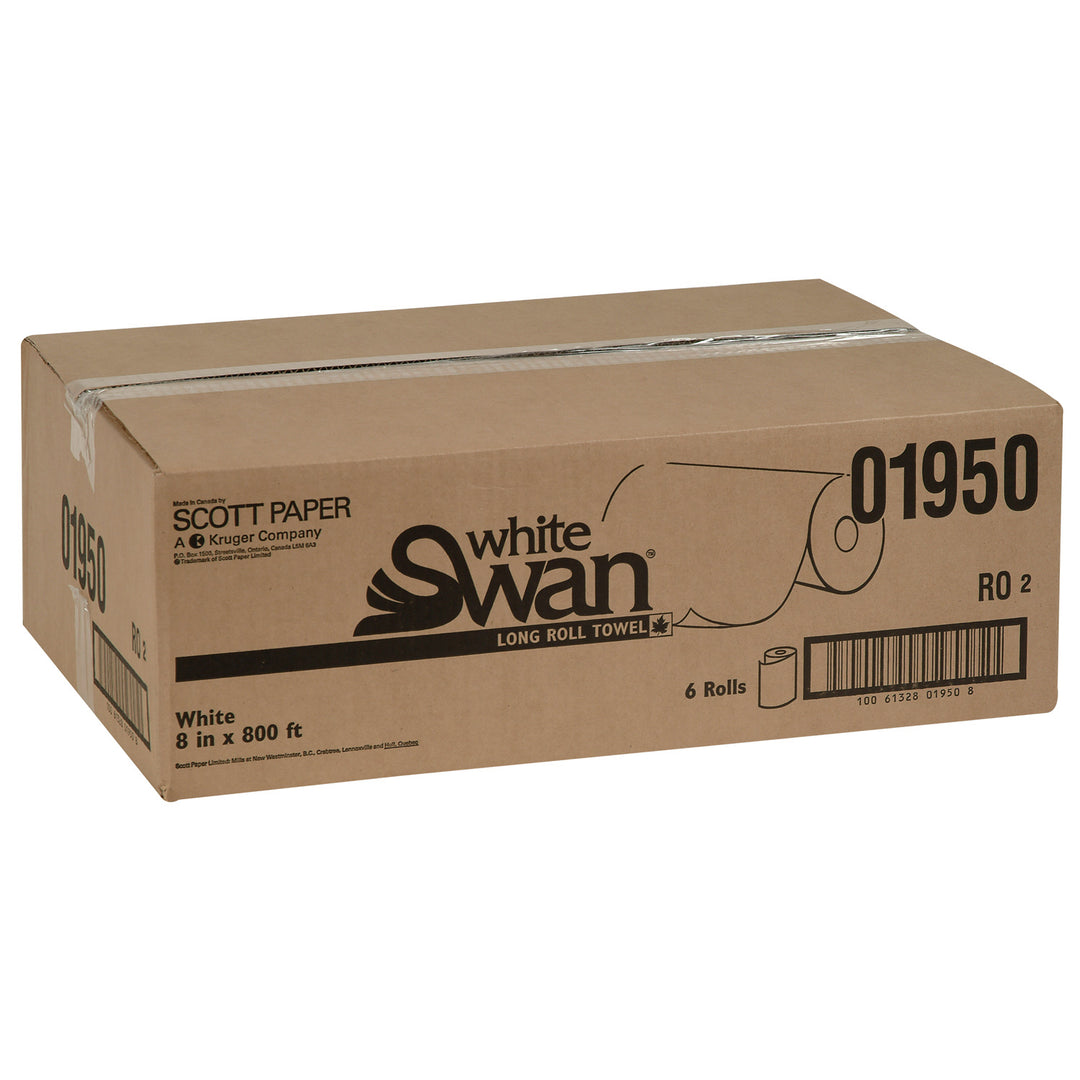 Towel Paper Roll 8 in. Long White - 6 x 800 inches - White Swan - Packaging and Accessories - Restaurant Supplies and Equipment - Canadian Distribution