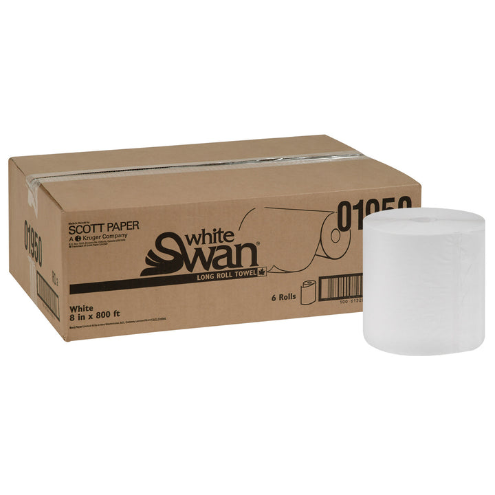 Towel Paper Roll 8 in. Long White - 6 x 800 inches - White Swan - Packaging and Accessories - Restaurant Supplies and Equipment - Canadian Distribution