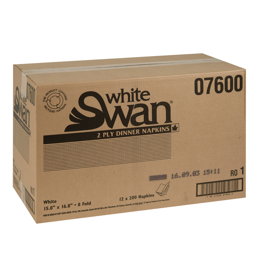 Napkin Paper Dinner 1/8 Fold 2 Ply White - 12 x 200 count - White Swan - Packaging and Accessories - Restaurant Supplies and Equipment - Canadian Distribution