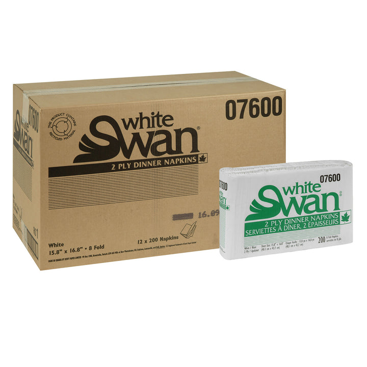 Napkin Paper Dinner 1/8 Fold 2 Ply White - 12 x 200 count - White Swan - Packaging and Accessories - Restaurant Supplies and Equipment - Canadian Distribution