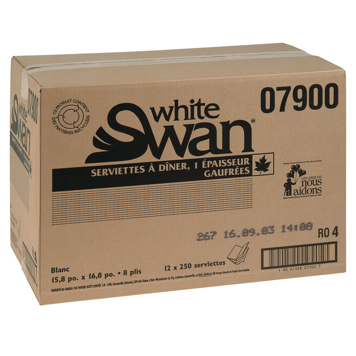 Napkin Paper Dinner White 1 Ply - 12 x 250 count - White Swan - Packaging and Accessories - Restaurant Supplies and Equipment - Canadian Distribution