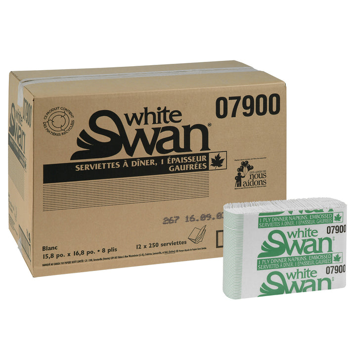 Napkin Paper Dinner White 1 Ply - 12 x 250 count - White Swan - Packaging and Accessories - Restaurant Supplies and Equipment - Canadian Distribution