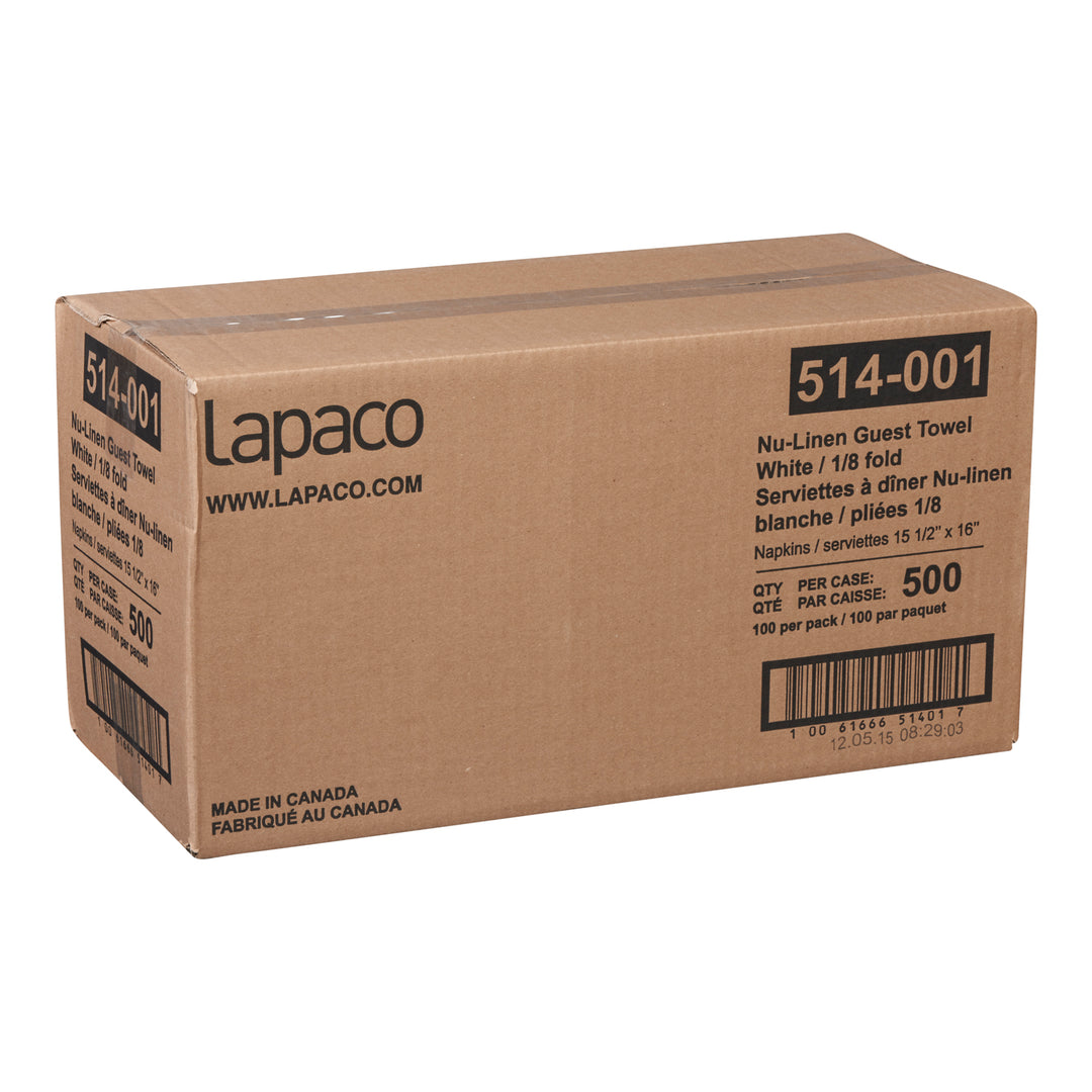 Napkin Dinner NuLinen White 1/8 Fold - 5 x 100 count - Lapaco - Packaging and Accessories - Restaurant Supplies and Equipment - Canadian Distribution