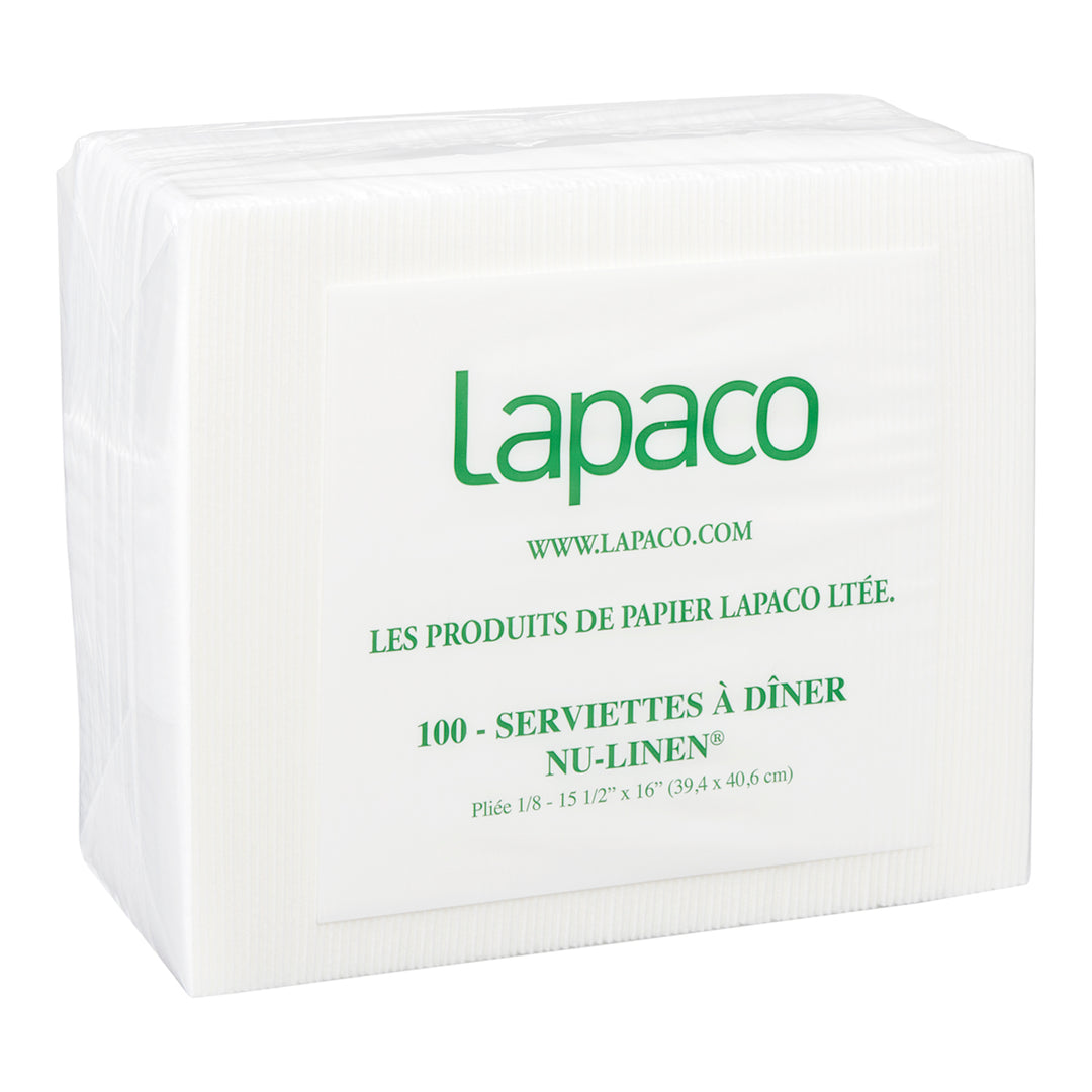 Napkin Dinner NuLinen White 1/8 Fold - 5 x 100 count - Lapaco - Packaging and Accessories - Restaurant Supplies and Equipment - Canadian Distribution