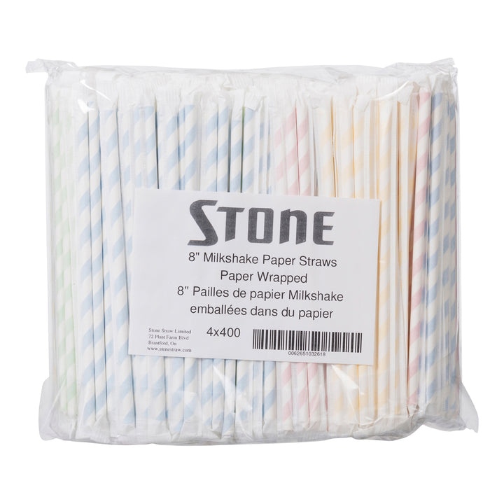 Straw Paper Milkshake Wrapped 8 in. - 4 x 400 count - Stone Container - Packaging and Accessories - Restaurant Supplies and Equipment - Canadian Distribution