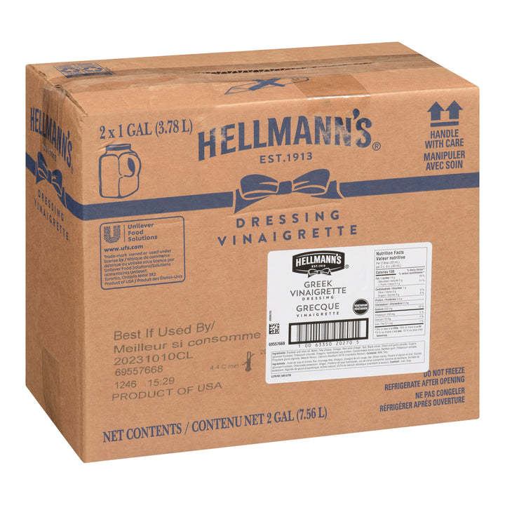 Dressing Greek Vinaigrette Gluten-Free - 2 x 3.78 L - Hellmans - Restaurant and Foodservice Ingredients - Canadian Distribution