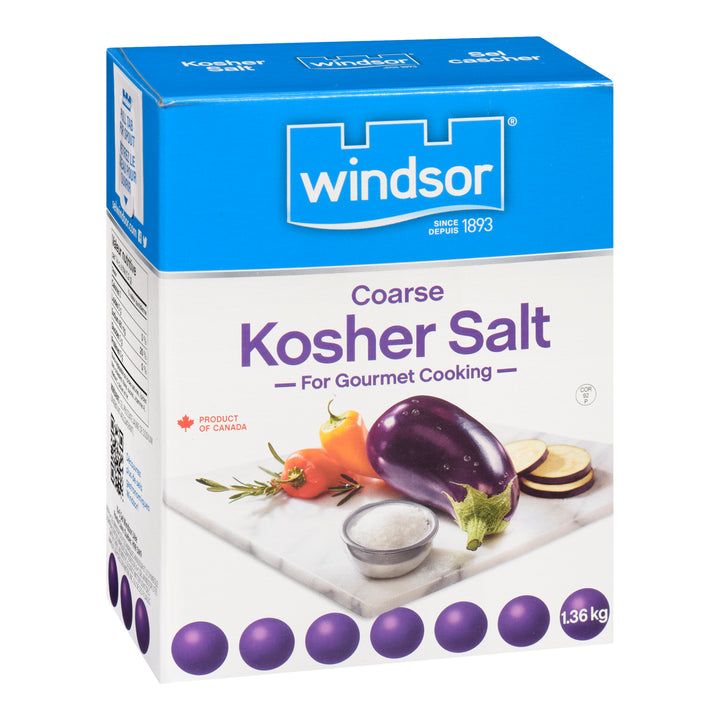 Salt Coarse Kosher - 12 x 1.36 kg (Case = 1 x 1.36 kg) - Windsor - Restaurant and Foodservice Ingredients - Canadian Distribution