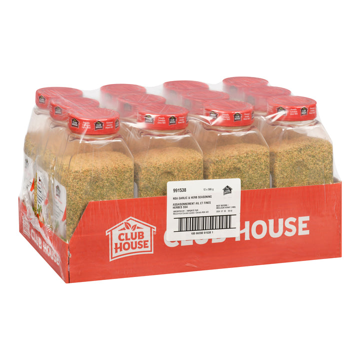 Seasoning Garlic & Herb No Salt - 12 x 566 g (Case = 1 x 566 g) - Clubhouse - Restaurant and Foodservice Ingredients - Canadian Distribution