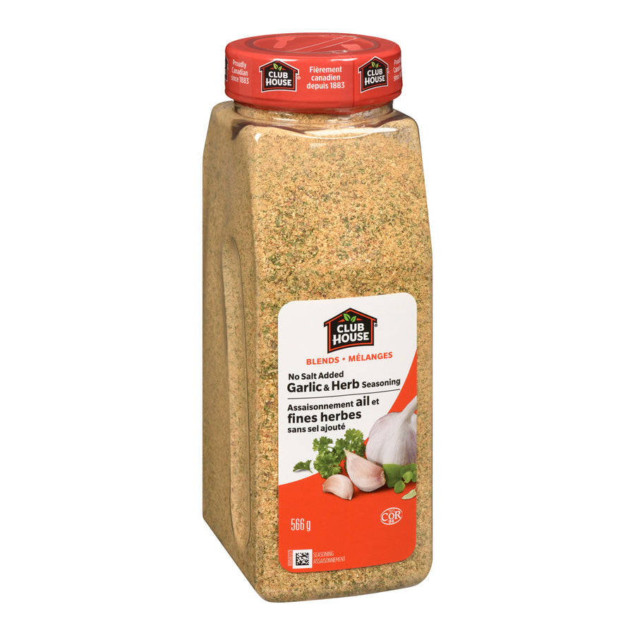 Seasoning Garlic & Herb No Salt - 12 x 566 g (Case = 1 x 566 g) - Clubhouse - Restaurant and Foodservice Ingredients - Canadian Distribution