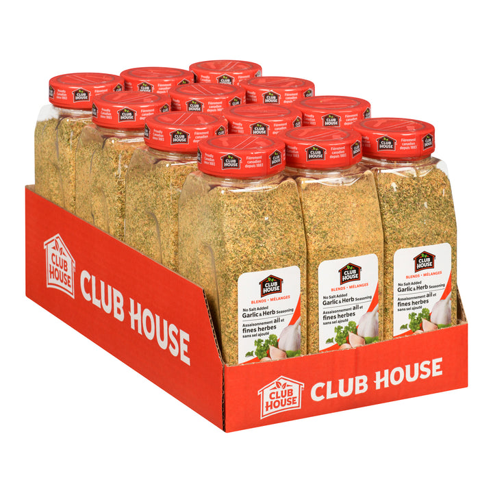 Case of Seasoning Garlic & Herb No Salt - 12 x 566 g (Case = 1 x 566 g) - Clubhouse - Restaurant and Foodservice Ingredients - Canadian Distribution