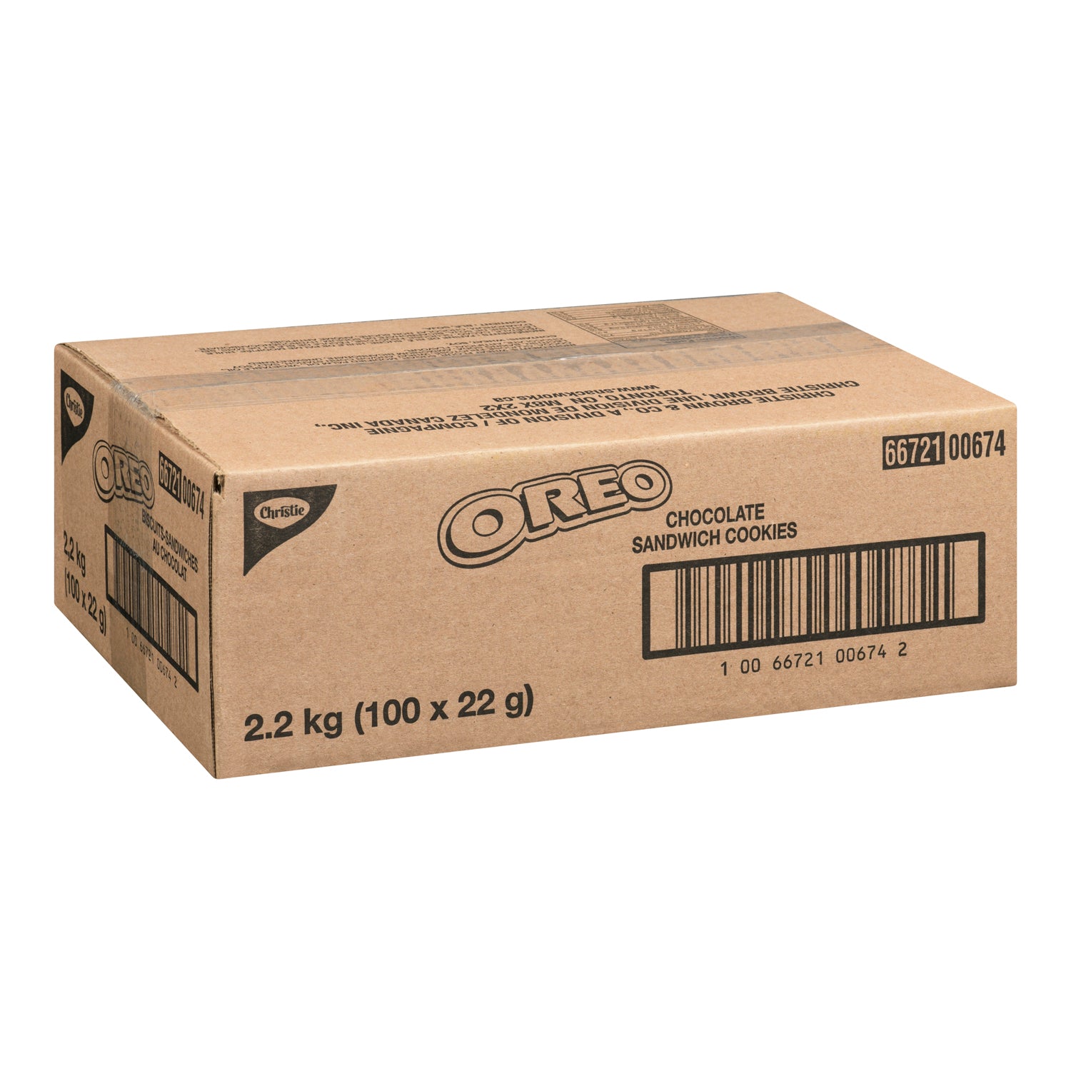 Cookie Chocolate Oreo Single Serve 2 Pack - 100 x 22 g - Christie