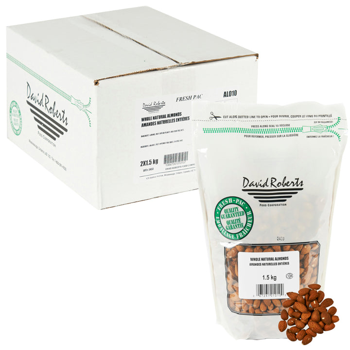 Almond Natural Whole - 2 x 1.5 kg - David Roberts - Restaurant and Foodservice Ingredients - Canadian Distribution