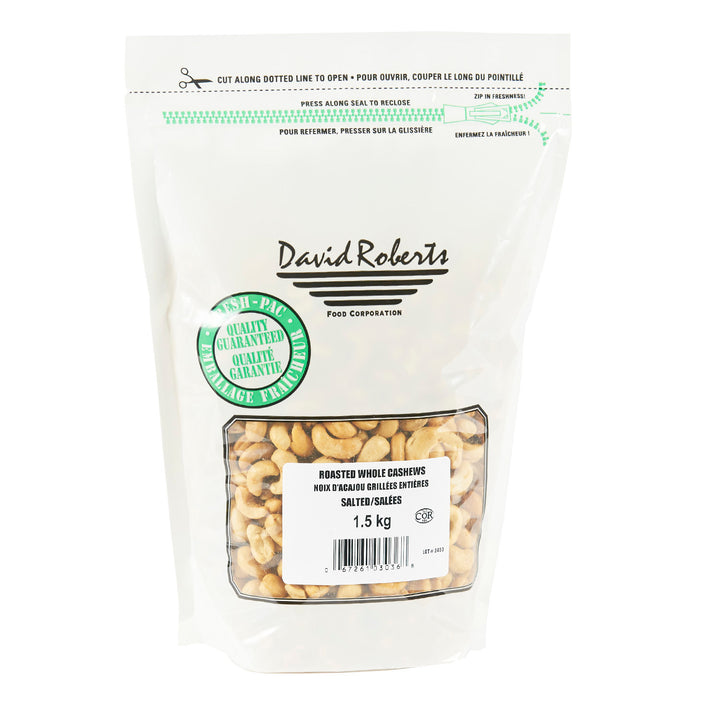 Cashew Whole Roasted Salted - 2 x 1.5 kg - David Roberts - Restaurant and Foodservice Ingredients - Canadian Distribution