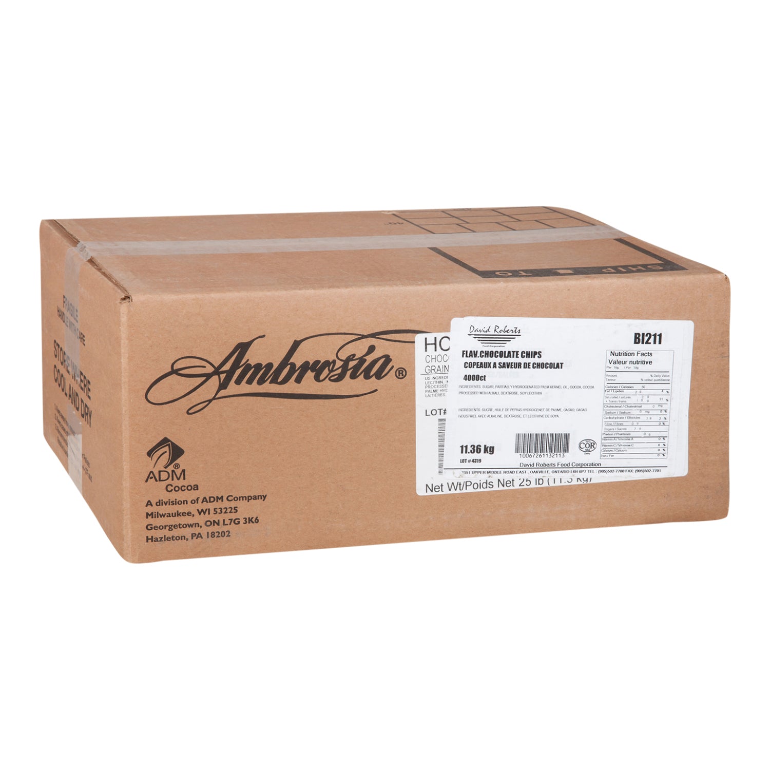 Chocolate Chip Compound 4000 ct. - 1 x 11.3 kg - David Roberts - Bakin ...