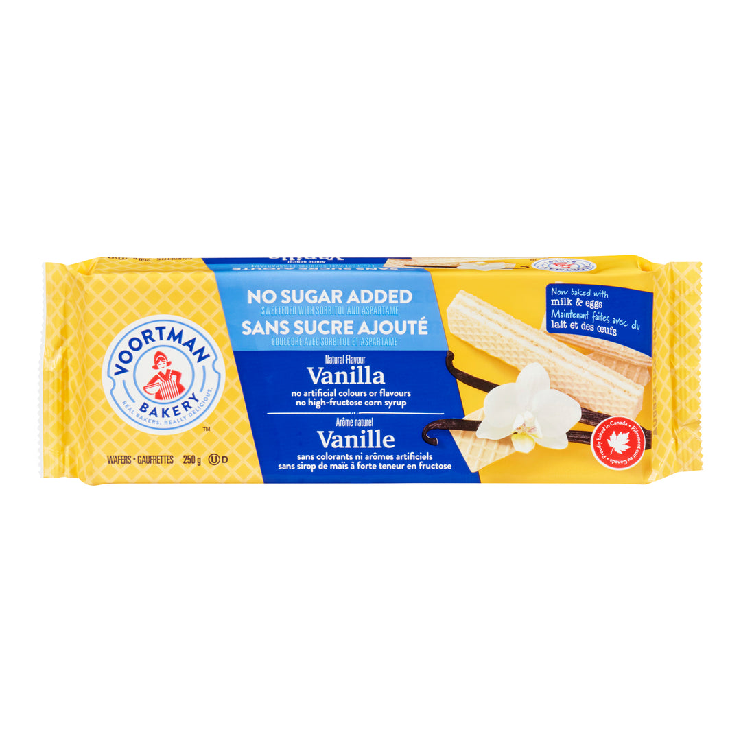 Cookie Vanilla Wafer Sugar-Free - 12 x 250 g - Voortman - Restaurant and Foodservice Ingredients - Canadian Distribution